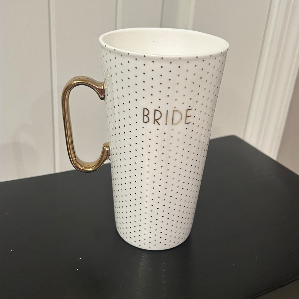 Adrienne Vittadini White Ceramic Mug with Gold Handle Accent